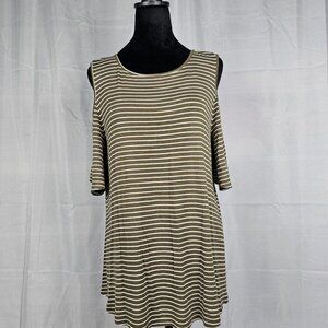 Ann Taylor Factory Stripes Blouse Women's L (Green/White)